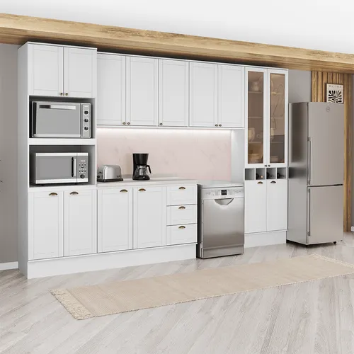 Armário de Cozinha Completa com Balcão Milla Altis Carraro Branco
