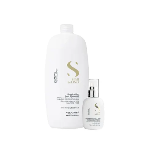 Kit Alfaparf Semi Di Lino Diamond Illuminating Shampoo 1 Litro + Leave-in 125 ml