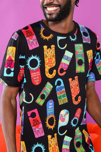 Camiseta Pijama Masculina Gola Careca Estampa Não Perturbe