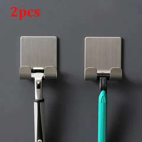2 pçs suporte de navalha 304 aço inoxidável homens barbear barbeador navalha suporte prateleira rack armazenamento banheiro gancho organizador