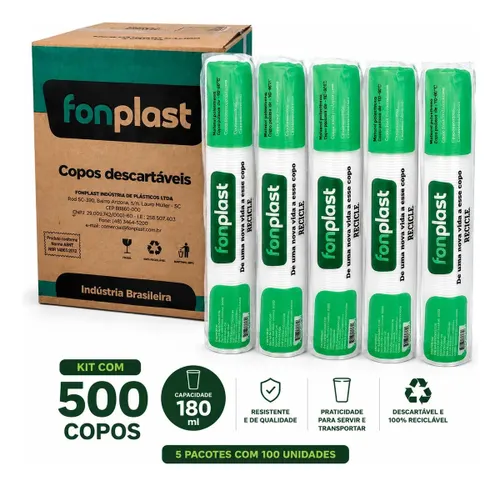 Copo descartável Fonplast 180ml c/ 500 un Transparente