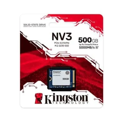 SSD Kingston NV3, 500GB, M.2 2230, PCIe 4.0 x4, NVMe, Leitura: 6000 MB/s, Gravação: 5000 MB/s - SNV3SM3/500G