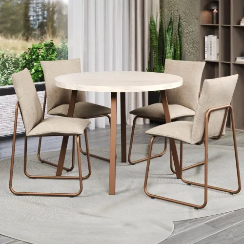 Conjunto Sala de Jantar 4 Cadeiras Bolzano Carraro Petra e Rosê