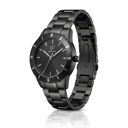Relógio Masculino Preto Casual Analógico Elegante New Port