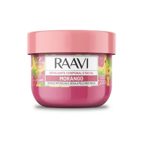 Creme Esfoliante Corporal e Facial Raavi Morango 200g