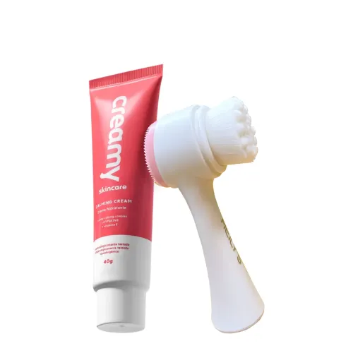 Kit Creamy Skincare Calming Cream e Escova de Limpeza Facial 2 em 1 (2 Produtos)