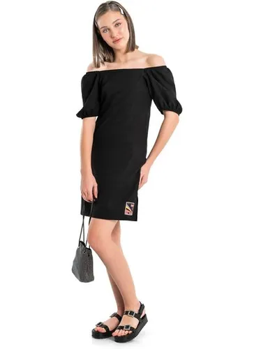 Vestido Juvenil com Manga Bufante (Preto) Gloss