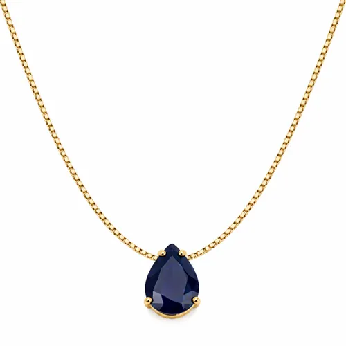 Colar 40cm com Gota de Safira 1cm em Ouro 18K