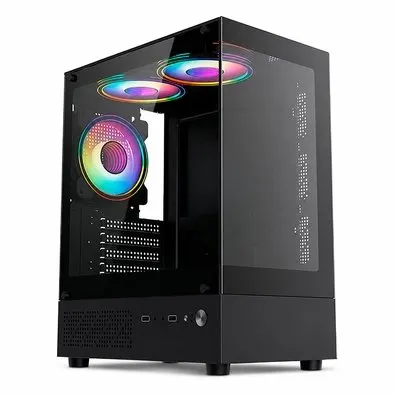 Gabinete Gamer Liketec Quest, Mid-Tower, M-ATX,Frontal e Lateral em Vidro Temperado, 3x Fans, Preto - LC-MX-QUEST-SF