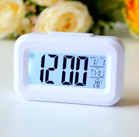 Relógio Despertador Digital LED com Luz de Fundo, Função Soneca, Data, Hora, Calendário, Relógio Eletrônico Multifuncional de Mesa