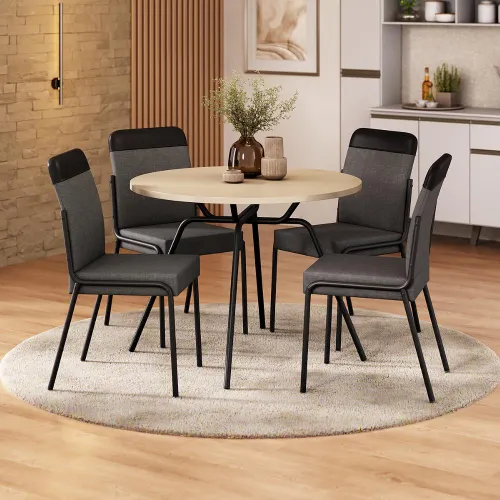 Conjunto Sala de Jantar 4 Cadeiras Geórgia Carraro Off Preto