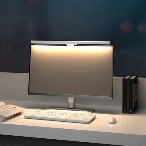 Luminária de Monitor HOMEFISH 50cm com Barra de Luz USB, Lâmpada de Mesa com Dimmer Contínuo, Luz de Leitura Suspensa para Mesa de Estudo