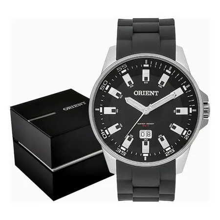 Relógio Orient Masculino Preto Mbsp1031 Pulsiera Silcone
