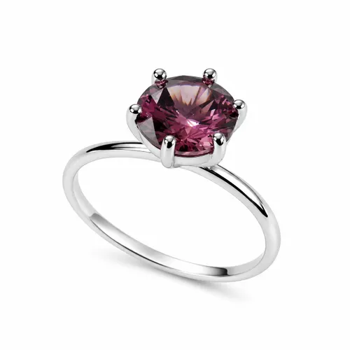 Anel Solitário 6 Garras com Zircônia Rodholita 8 mm em Prata