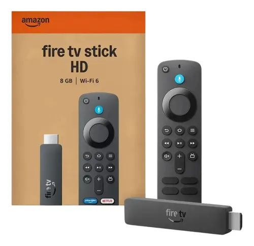 Fire Tv Stick Hd Amazon 8gb Wi-fi 6 com Controle Alexa Voice Preto de Voz