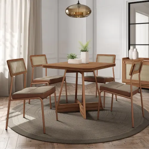 Conjunto Sala de Jantar 4 Cadeiras Margarida Carraro Nogal