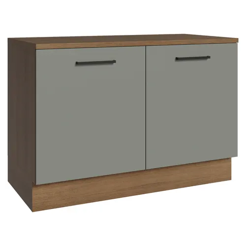 Balcão Gabinete Madesa Agata 120 x 60 cm 2 Portas (Com Tampo) Rustic/Cinza