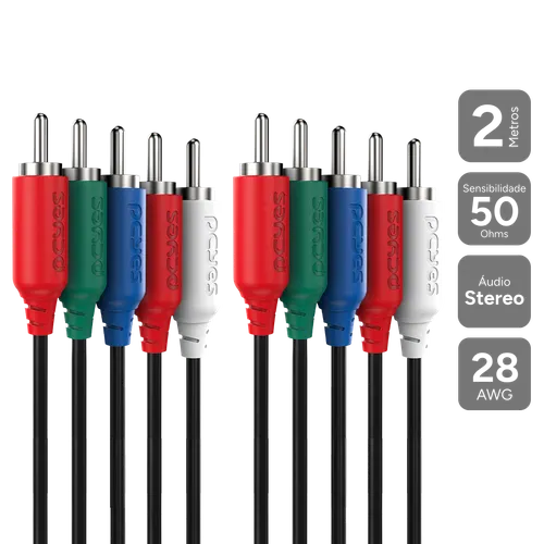 Cabo 5 RCA PCYES 2M Áudio e Vídeo Componente P5R-2