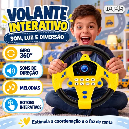 Volante Infantil Menino Brinquedo Interativo Motorista Educativo Musical com Ventosa Gira 360° com Buzina Sons de Carro Cor Rosa a Partir de 1 Ano Simulador de Direção para Bebê Presente UGGLA