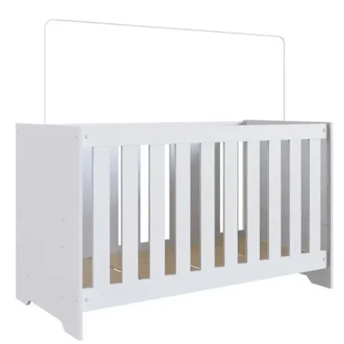 Berço Completa LA003 BC/BC Aconchego 3 em 1 com Suporte Mosquiteiro 79x133x64,8cm Branco