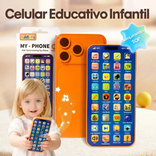 Celular Brinquedo Recarregável Bebê | Educativo com Sons e Luzes, Substitui o Celular Real