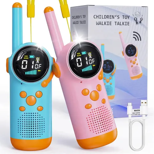 Walkie Talkie Infantil Recarregável 3km Rádio Comunicador Azul e Rosa