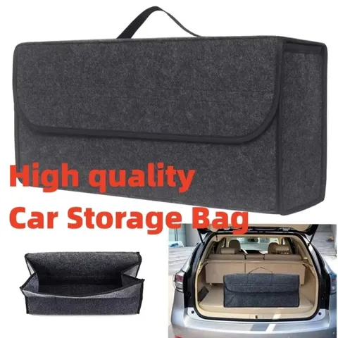 Grande Organizador de Porta-Malas Antiderrapante com Compartimentos para Ferramentas e Acessórios, Bolsa de Armazenamento para Carro, Caixa de Armazenamento em Feltro Macio
