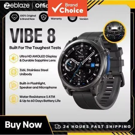  Zeblaze VIBE 8 - Smartwatch Masculino com Tela AMOLED 1.43, Monitor de Frequência Cardíaca, Pressão Arterial e Modos