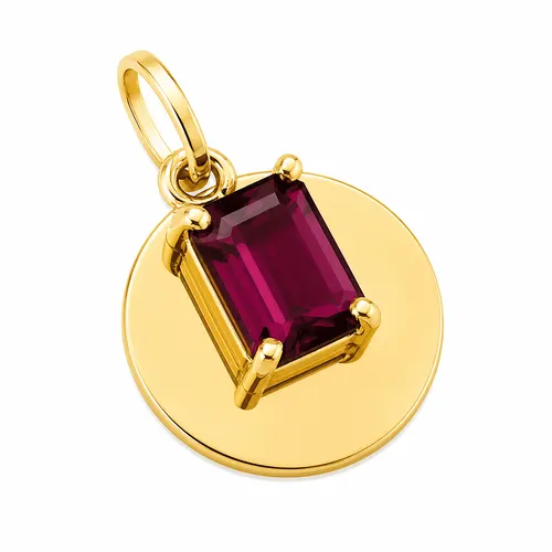 Pingente Placa Retangular com Zircônia Granada em Ouro 18K