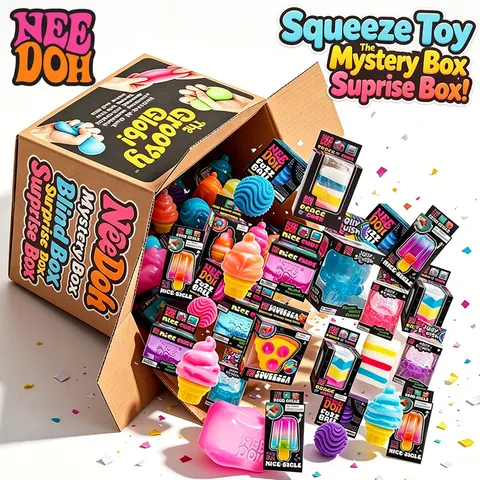 2026 NeeDoh Schylling Brinquedo Squishy Caixa Surpresa, Squishy Multi de Recuperação Lenta, Brinquedo de Dedo para Alívio do Estresse e TDAH, Caixa Misteriosa, Presente