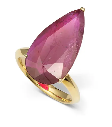 Anel com Rubi Formato de Gota Ouro 18k