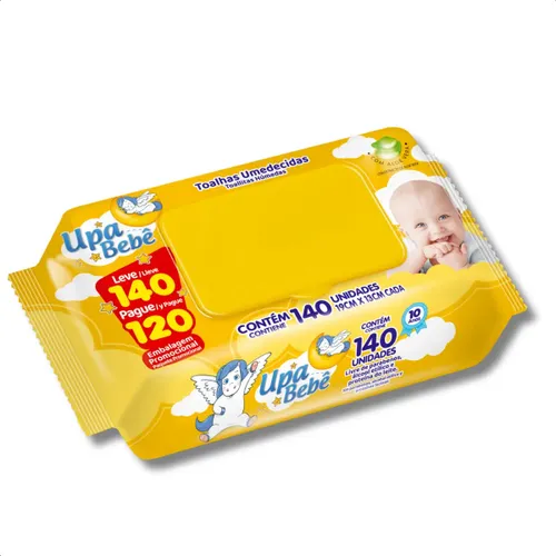 Lenço Umedecido Upa Bebê para Pele Sensível com 140 Unidades