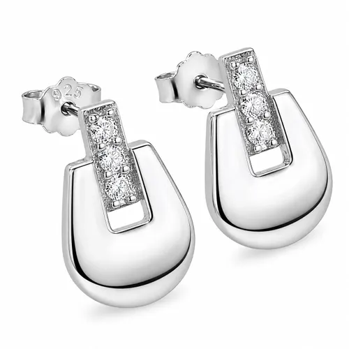 Brinco Chapa 1,6 cm com 6 Zircônias em Prata 925