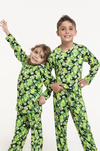 Camiseta Pijama Infantil Manga Longa Estampa Ursinhos Carinhosos Boa Sorte
