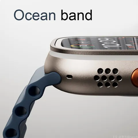 Pulseira oceano para apple watch, pulseira esportiva de silicone 45mm 40mm ultra 2 49mm 44mm 41mm 46mm 42mm série 10 9 8 7 6 5 4 3 se