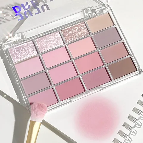 JUJU DREAM Paleta de sombras em tom terra de 16 cores foscas e brilhantes, iluminador de bicho-da-seda para maquiagem diária macia