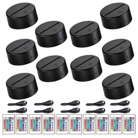 10 Peças Suporte de Luz LED 3D com Base de Acrílico, 16 Cores Reguláveis, ABS, Controle Remoto USB, Luminária de Mesa Vertical