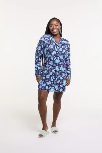 Vestido Chemise Pijama Manga Longa Estampa Cristais