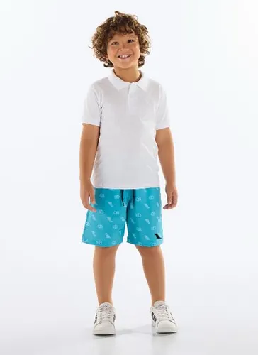 Bermuda Infantil Masculina em Microfibra Azul