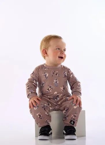 Macacão para menino bebê em malha thermosoft Marrom Quimby