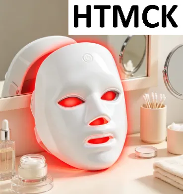 Máscara Facial de Terapia com Luz LED de 7 Cores HTMCK |   Máscara de Beleza Fotônica para Uso Doméstico, Renovação da Pele, Tratamento de Acne e Cuidados Anti-Rugas