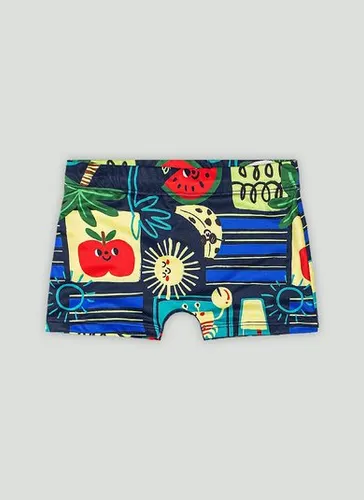 Sunga Boxer Infantil em Malha Sublimada com FPS+50 (Azul Marinho) Up Baby