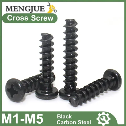 M1 m1.2 m1.4 m1.5 m2 m2.3 m2.6 m3 m3.5 m4 m5 250 peças de aço carbono preto mini phillips cruz recesso cabeça panela parafuso auto-roscante