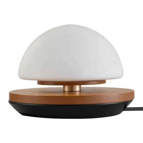 Luminária de Mesa Madeira e Vidro Castanho Flutum Mini