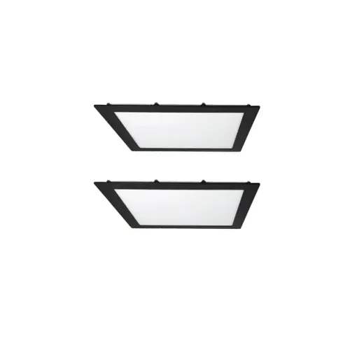 Kit 2 Plafons LED Embutir Quadrado 18W Preto 22,5cm