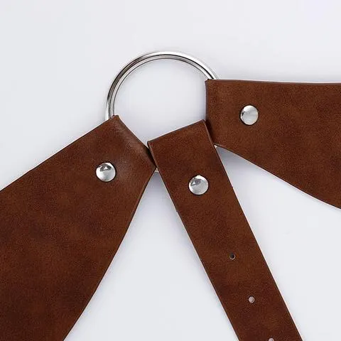 Cinto de corpete punk feminino, em couro sintético, com design de arreios e cinto ajustável, corpete que cobre a cintura, acessório de vestuário estilo steampunk.