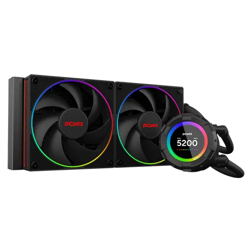 Water Cooler PCYES Vision 240mm Black Vulcan LCD 2,1" VS240BV