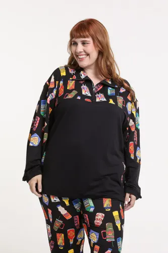 Blusa Moletom Unissex Preto com Recorte Estampa happy juice