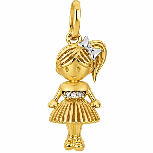 Pingente Menina Bojuda com 4 Diamantes em Ouro 18k