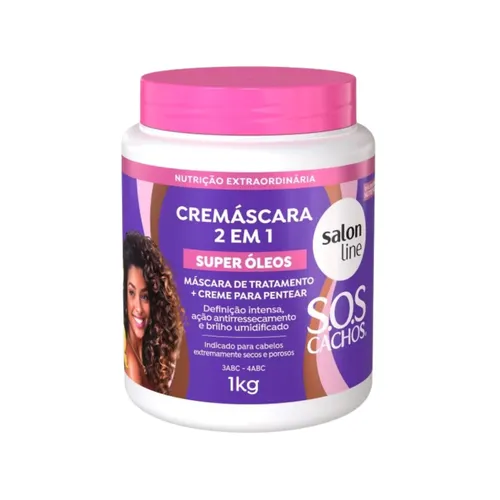 Salon Line S.O.S Cachos Super Óleos Creme de Pentear para Cabelo Cacheado e Máscara 1 Kg
